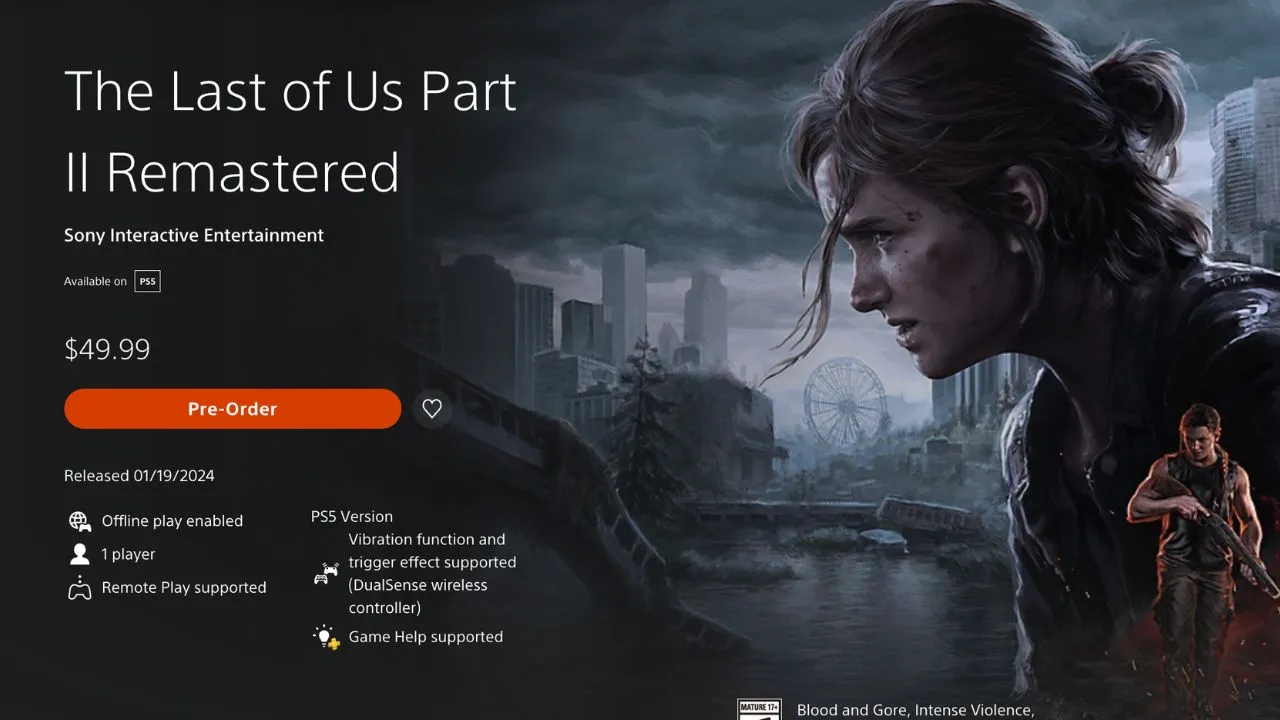 The last of us playstation preorder store page