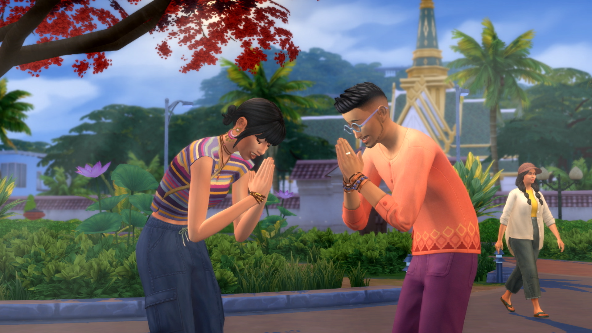 Two <b>Sims</b> bowing to eachother in Tomarang. 