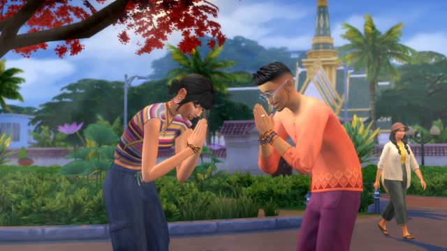 Two Sims bowing to eachother in Tomarang.