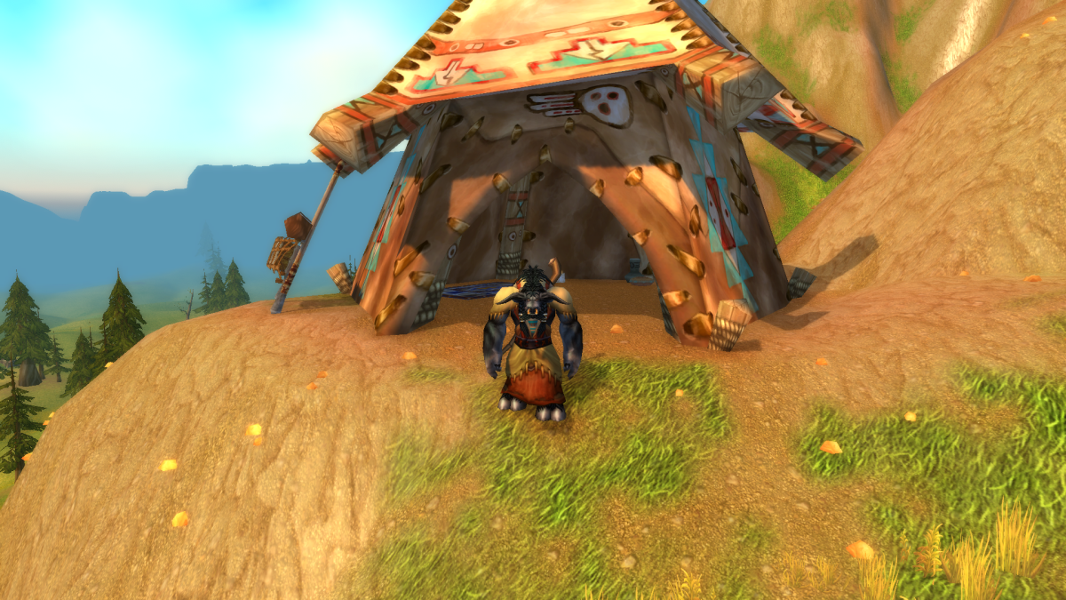 Image of a large creature standing outside of a hut in WoW SoD.