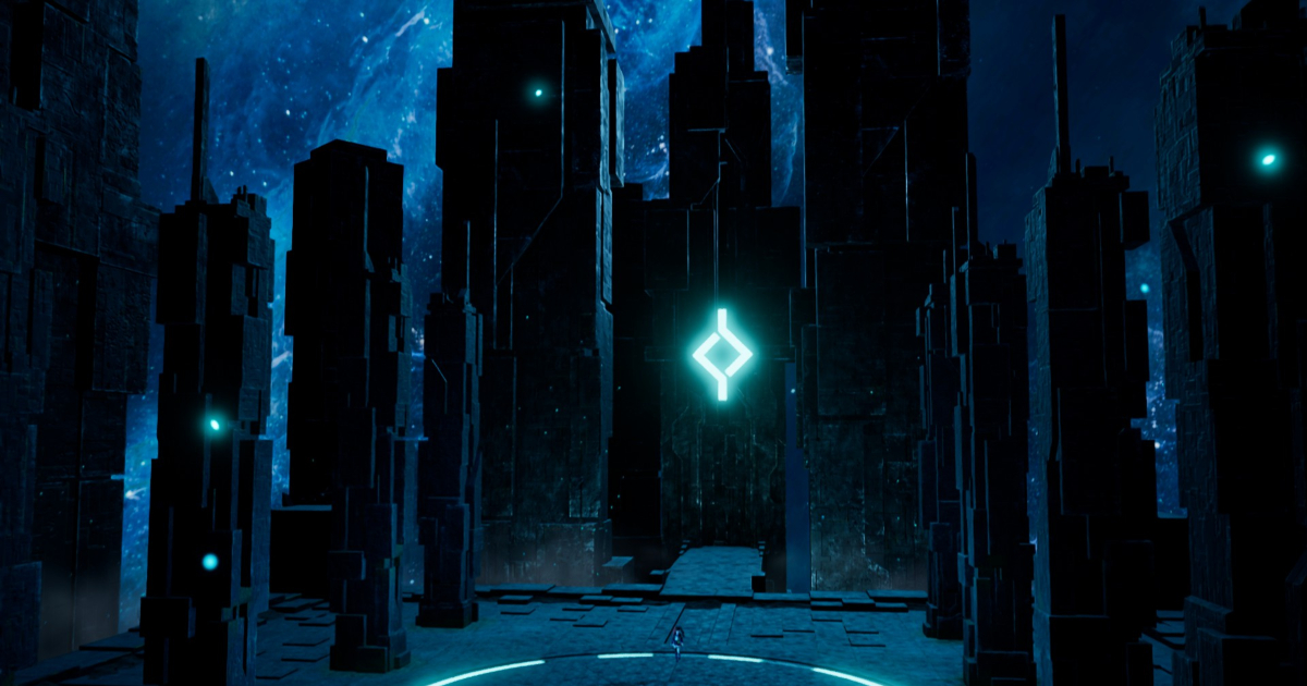 A screenshot of a cutscene inside of a Tower Battle in Palworld.
