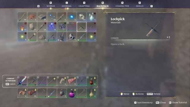 Enshrouded Lockpick from the inventory menu