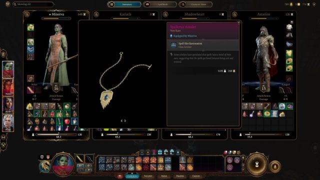 An in game screenshot of the Spellcrux Amulet being examined in Baldur's Gate 3.