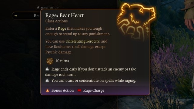 The Bear Heart Barbarian ability in Baldur's Gate 3, a key part of the unkillable druid build.