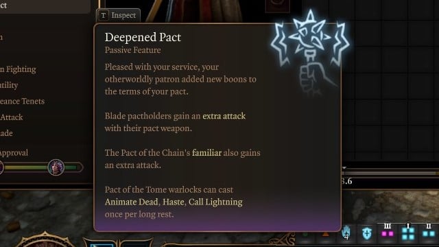 The Deepened Pact ability in Baldur's Gate 3, a key part of a smiting Paladin's moveset.