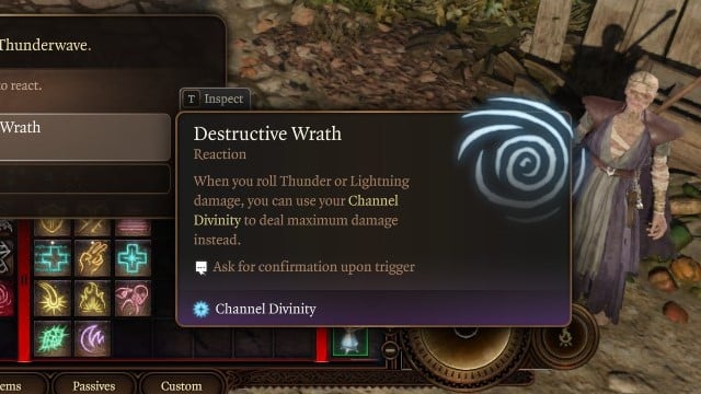The Destructive Wrath ability, a key part of the Lightning Charge Cleric.