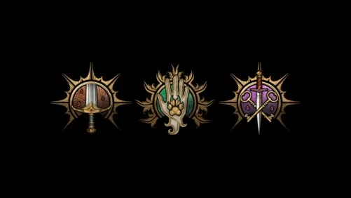 The image of the Fighter, Rogue, and Ranger icons for BG3 sit side-by-side on a black background.