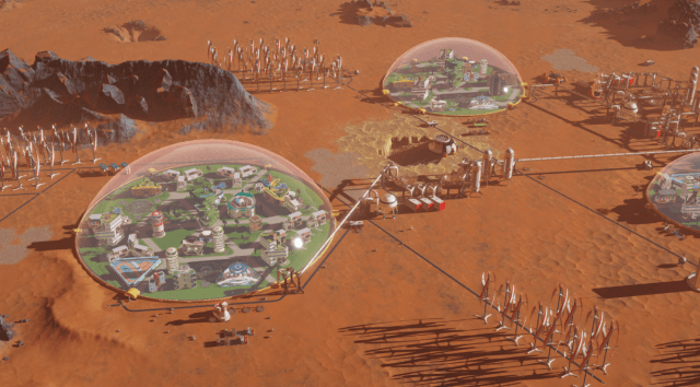 Image of a settlement in Surviving Mars.