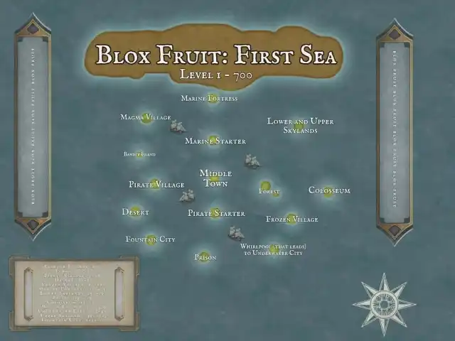 A map showing all islands in Blox Fruit