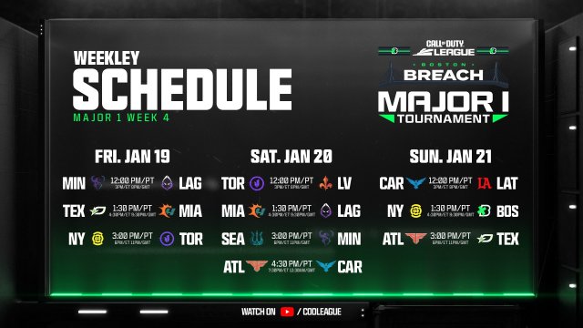 Call of Duty League schedule for the online qualifier matches from Jan. 19 to 21, 2024.