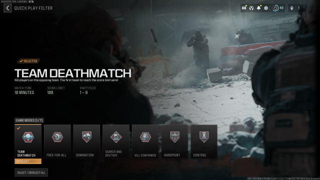 Image of the playlist edit screen in CoD MW3.