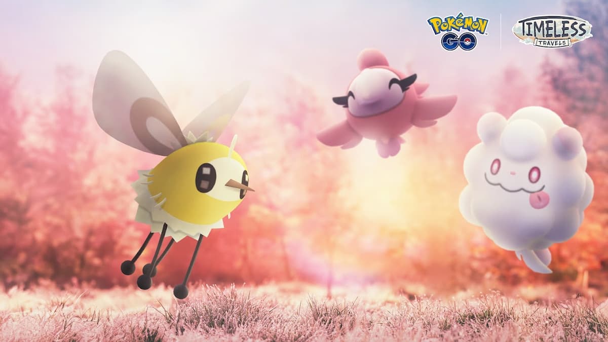 Cutiefly, Swirlix, and Spritzee floating around in Pokemon Go.