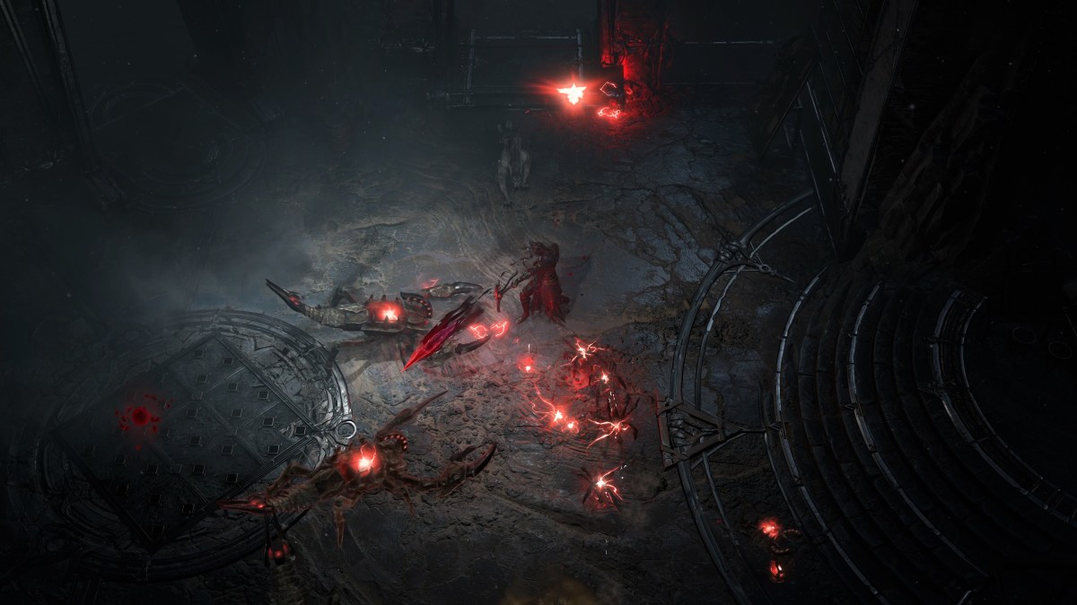 A Necromancer fighting enemy Constructs inside a Vault in Diablo 4