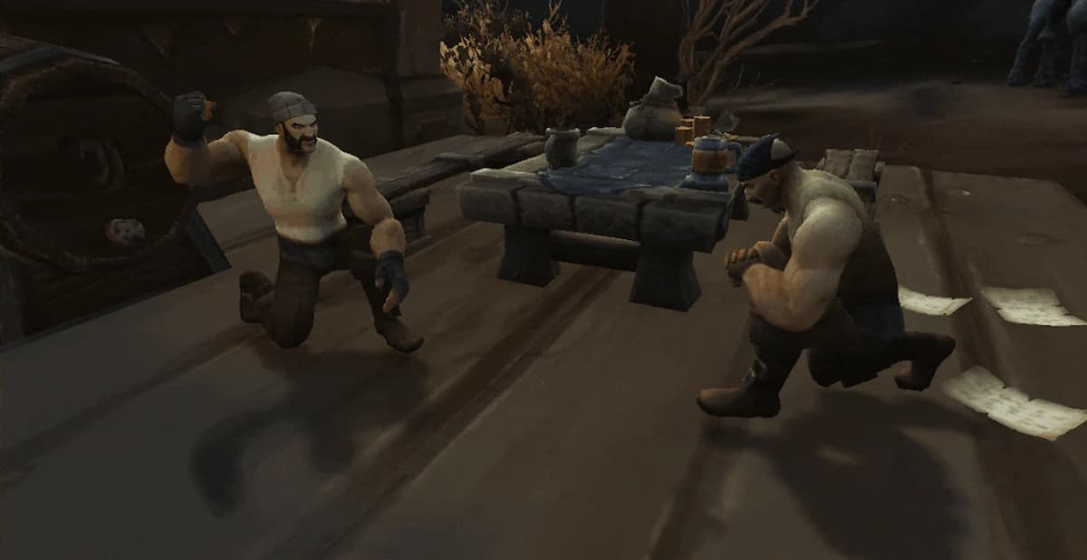 Two humans gambling using dice in WoW