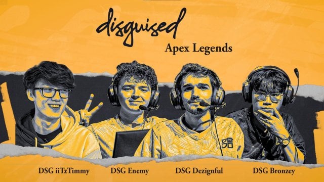 Disguised's newest Apex Roster for the 2024 Season, including iiTzTimmy, Enemy, Dezignful, and coach Bronzey.