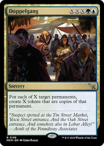 A suspect makes clones of himself in crowded market on Ravnica