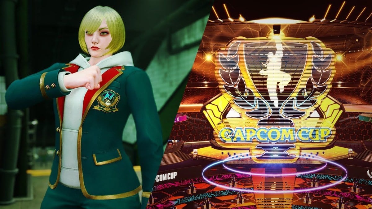 A player character wearing Ed-themed clothing next to the Capcom Cup logo.