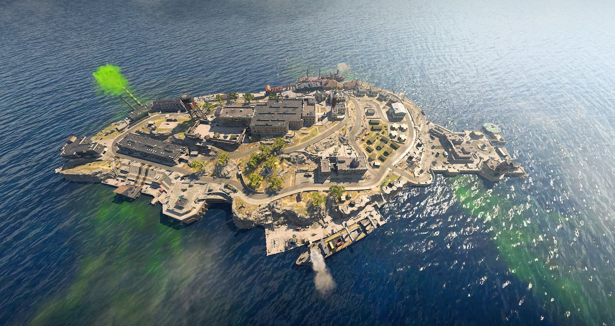 An overhead image of Rebirth Island in Warzone.