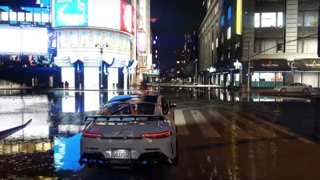 A screenshot of a video showcasing a graphics and shaders mod for GTA 5.
