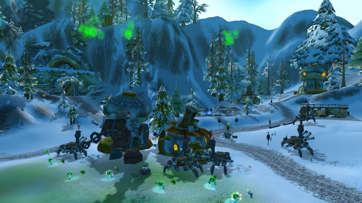Screenshot of area in front of the Gnomeregan dungeon in WoW.