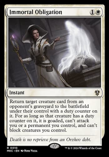An Orzhov priest forces a spirit to do her bidding.