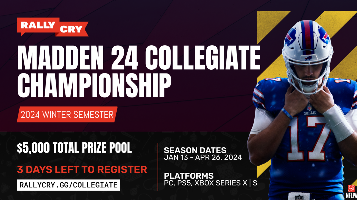 Madden 24 collegiate championship image showing a player wearing a helmet. Football!