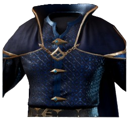 A blue wizard outfit with a cloak hanging off the shoulders