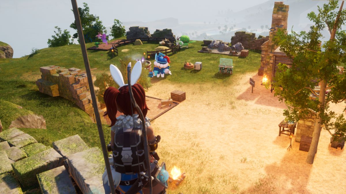 An in game screenshot of a base in Palworld