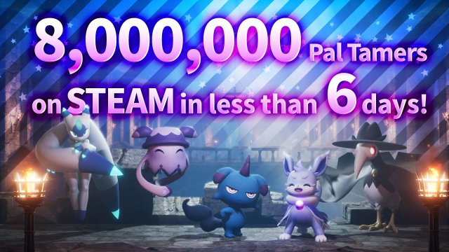 Palworld celebrating eight million total Steam sales.