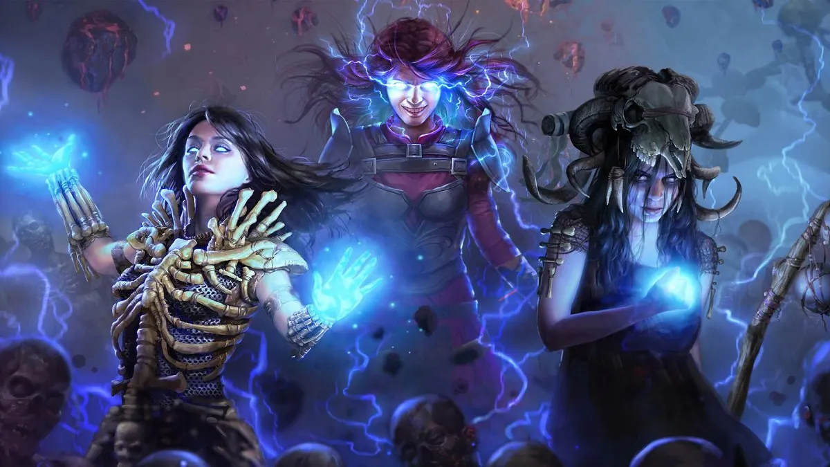 An image of three characters in Path of Exile looking forward.