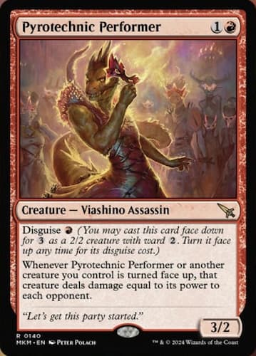 A Viashino assassin putting on a prefomance on Ravnica in MTG