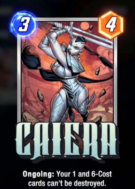 Caiera card, holding her sword