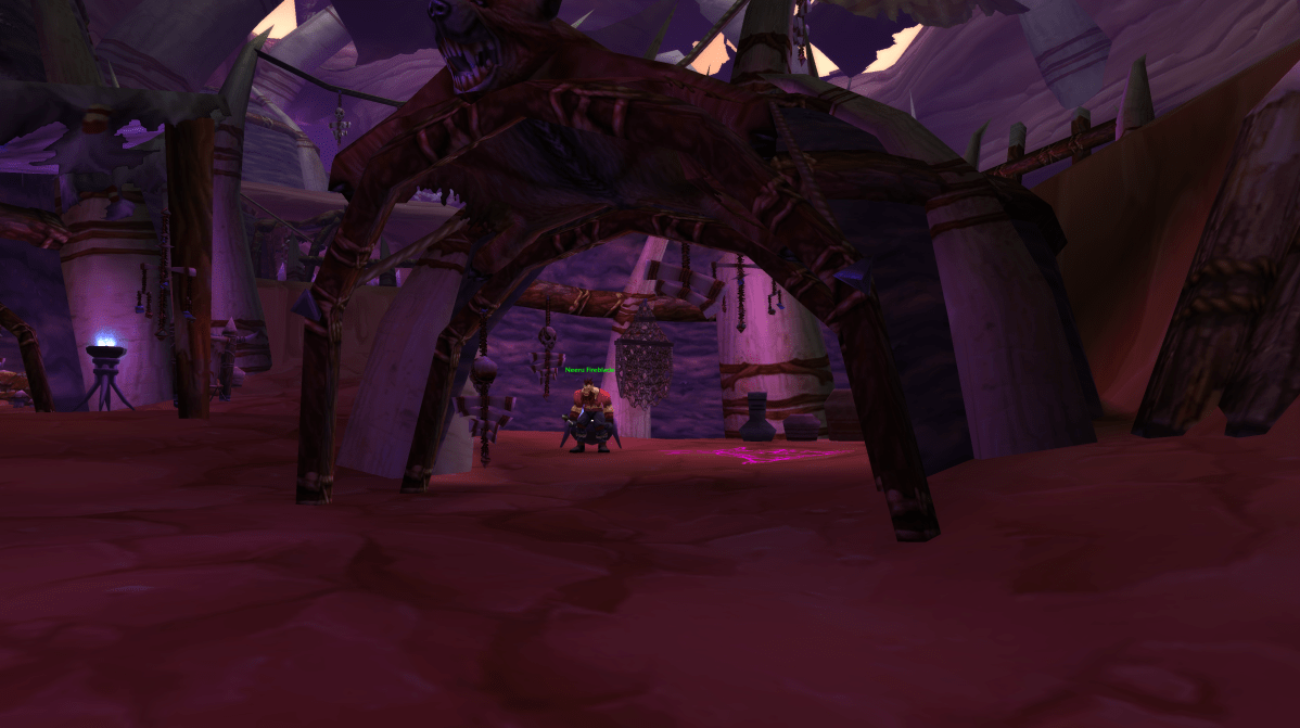 Neeru Fireblade inside his hut in Orgrimmar's Cleft of Shadow in WoW Classic
