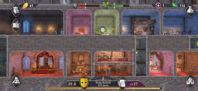 Elder Scrolls: Castles castle, showing the throne and different production rooms.