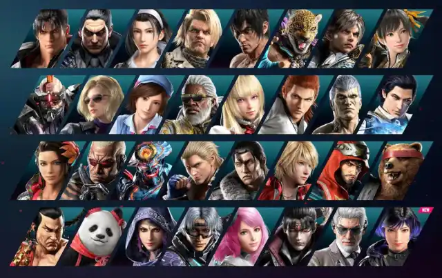 A full view of the 32 playable base roster characters in Tekken 8.