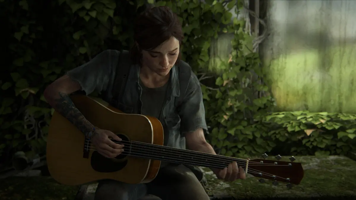 Ellie playing guitar in The Last of Us Part 2 Remastered