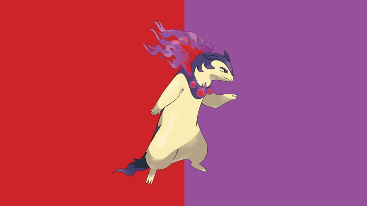 Hisuan Typhlosion, a Pokemon, stands ready to battle in Pokemon Go.