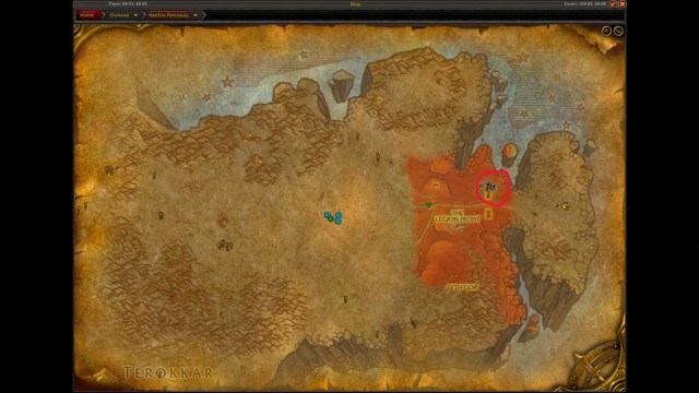 Map of Hellfire Peninsula with marked outland cup races
