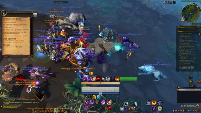 The body on the banks quest with lots of players around trying to finish it