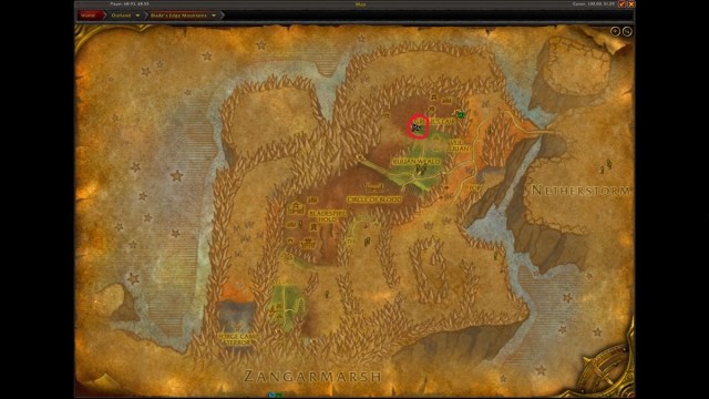 Map of Blade's Edge Mountain with Outland races marked