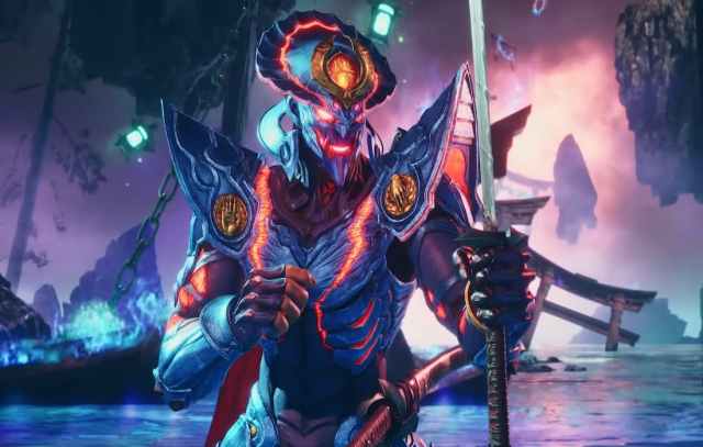 Yoshimitsu is ready for battle in his new neon-colored armor.
