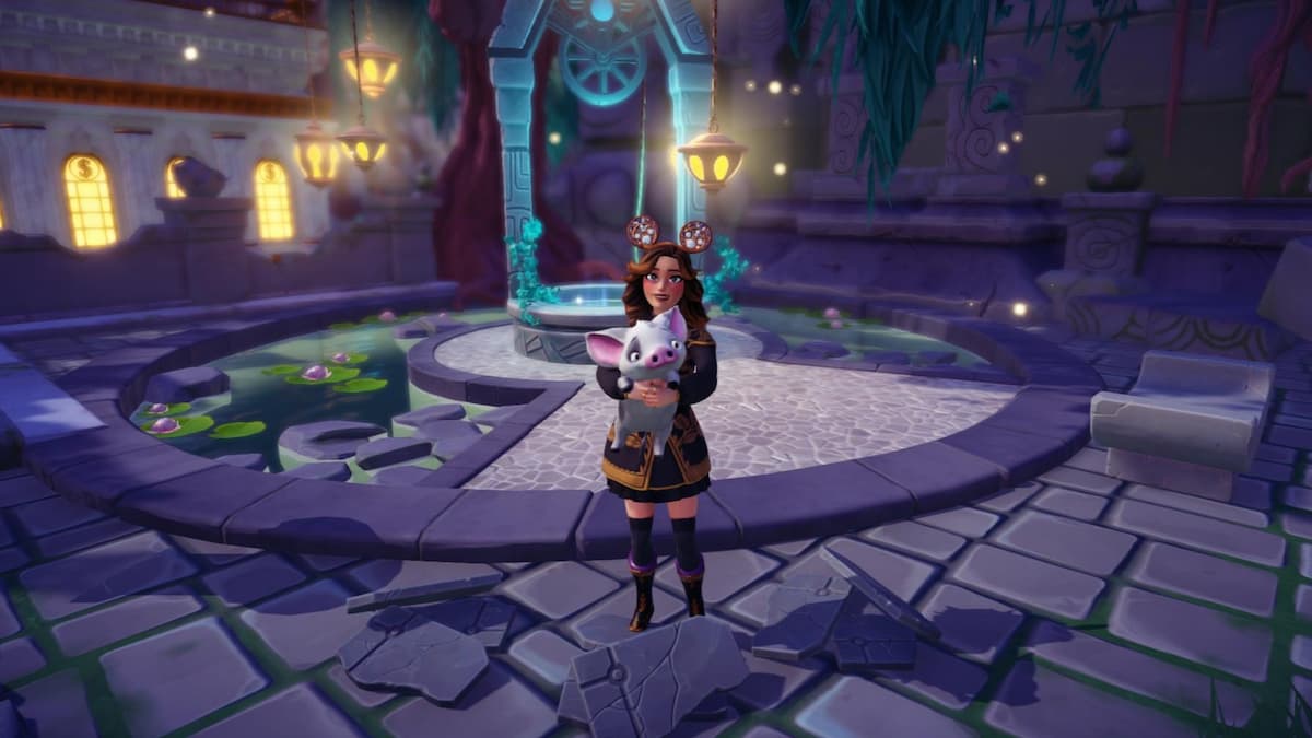 The player standing holding Pua behind some Ancient Plates.