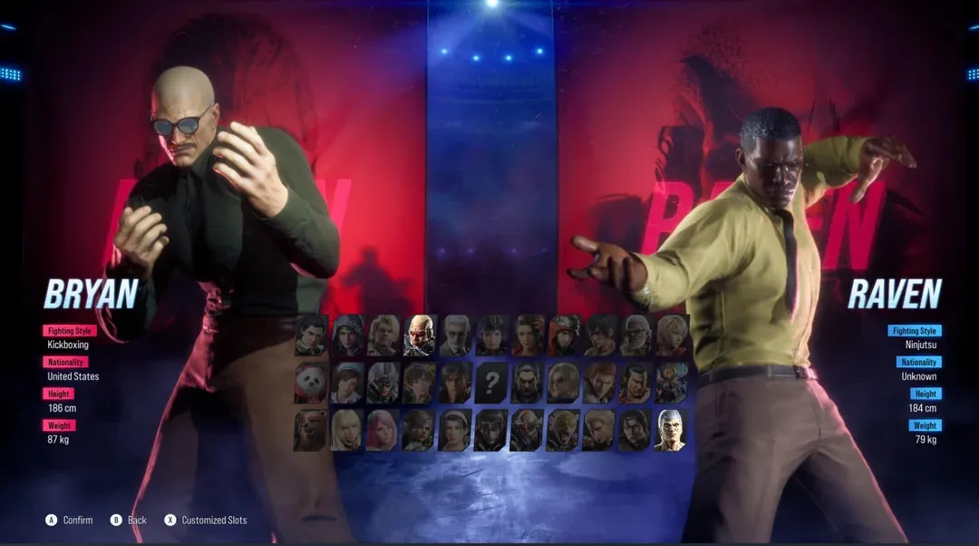 A screenshot of the Walter White Brian and Gus Fring Raven character customization from Tekken 8.