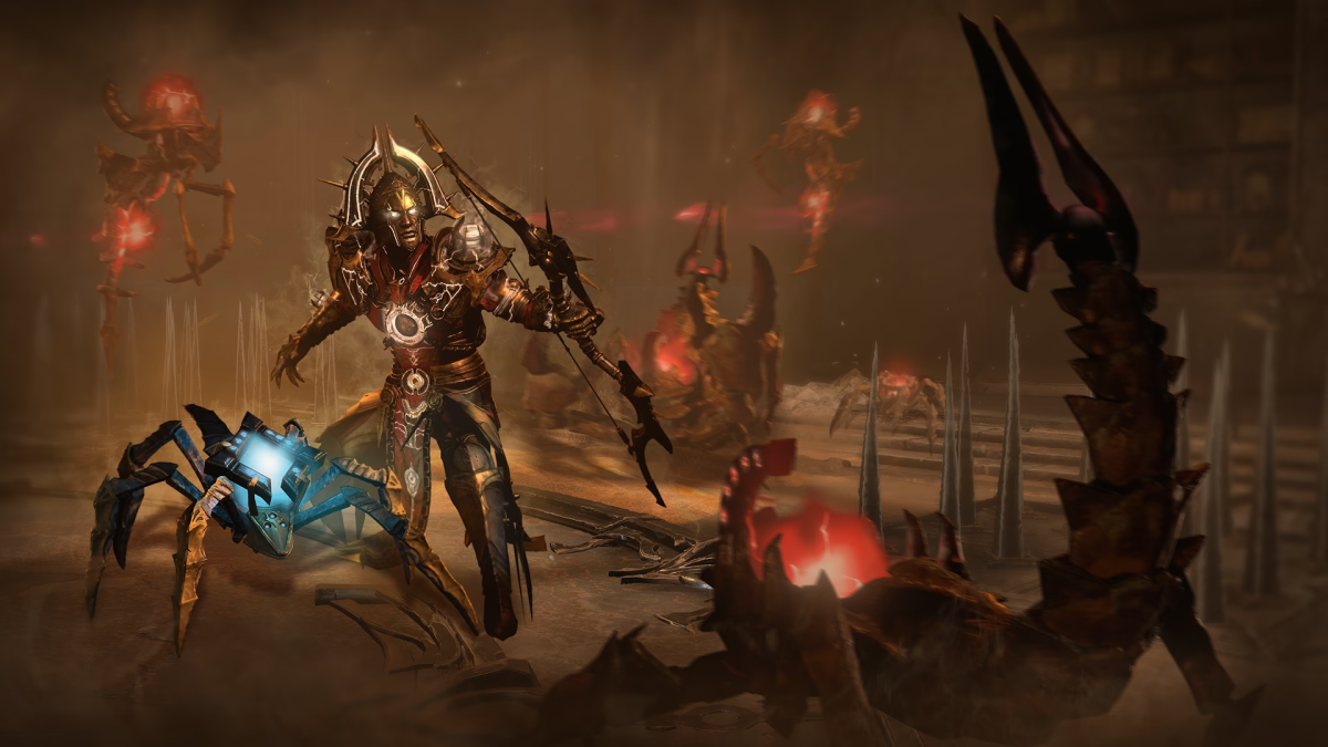 A construct companion fighting an enemy construct in Diablo 4