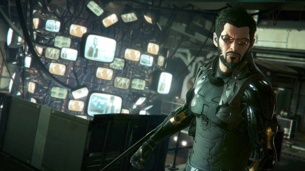 Jensen standing in Deus Ex Mankind Divided.