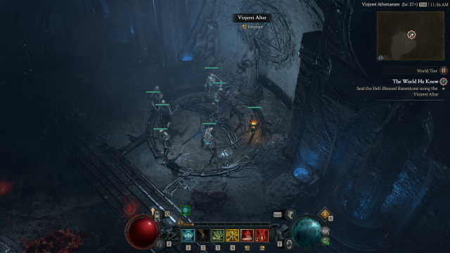 A Vizjerei Altar inside the Vizjerei Athenaeum dungeon in Diablo 4.