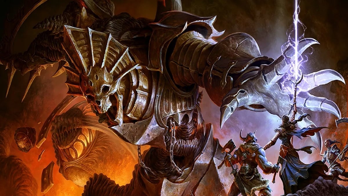 Diablo 4 season 3 giant mechanical monster attacking party