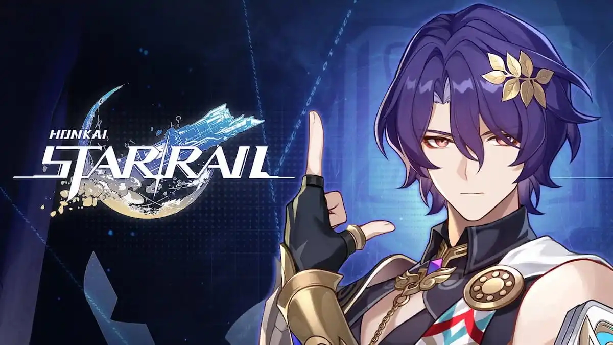 Dr. Ratio holding up an L by the Honkai: Star Rail logo.
