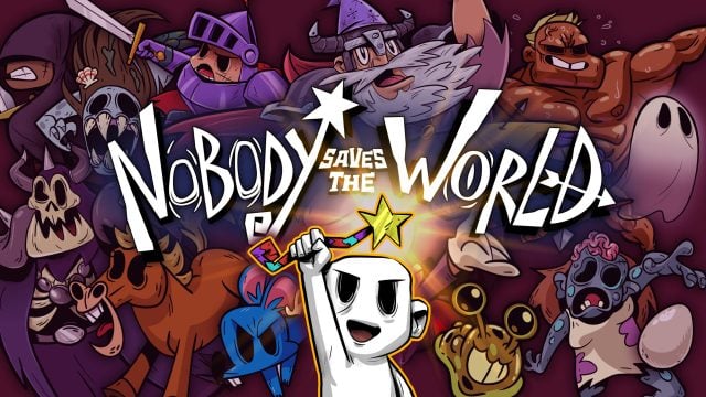 A promotional image for Nobody Saves the World showing a variety of characters and creatures.