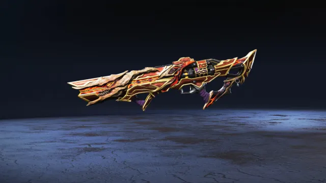 HAVOC Rifle skin in red, purple, and gold. The barrel of the weapon looks reminiscent of a dragon.